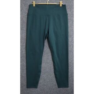 Vuori Leggings Women Large Green Moss Inversion Rib 25" Yoga Run Athleisure NWOT